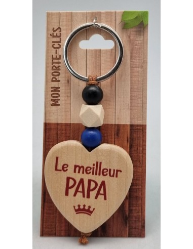 Porte-clés coeur bois "Le meilleur Papa"