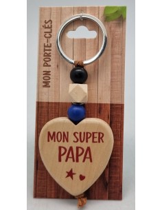Porte-clés coeur bois "Mon...