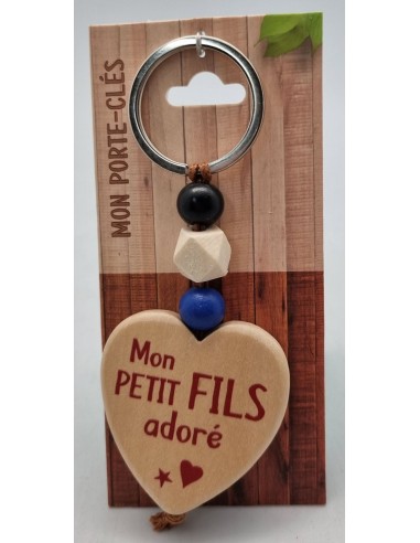 Porte-clés coeur bois "Mon petit fils...