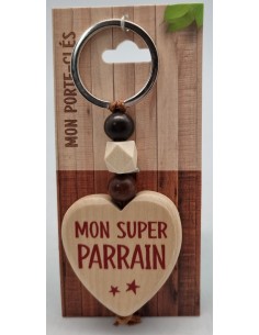 Porte-clés coeur bois "Mon...