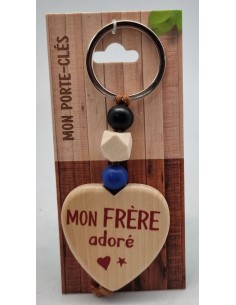 Porte-clés coeur bois "Mon...
