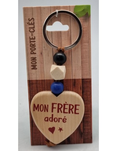 Porte-clés coeur bois "Mon Frère adoré"