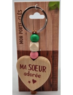 Porte-clés coeur bois "Ma...