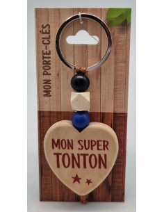 Porte-clés coeur bois "Mon...
