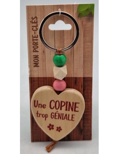 Porte-clés coeur bois "Une Copine...