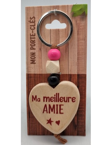 Porte-clés coeur bois "Ma meileure Amie"