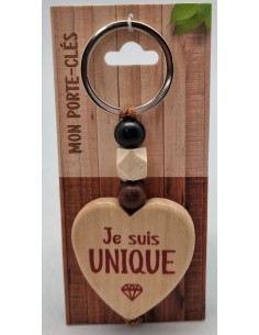 Porte-clés coeur bois "Je...