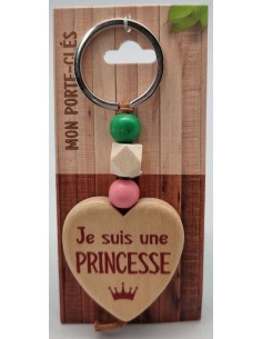 Porte-clés coeur bois "Je...