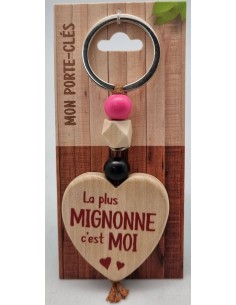 Porte-clés coeur bois "La...
