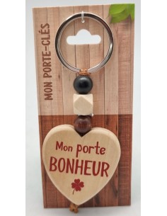 Porte-clés coeur bois "Mon...