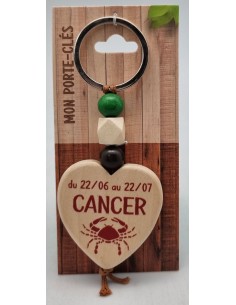 Porte-clés coeur bois "Cancer"