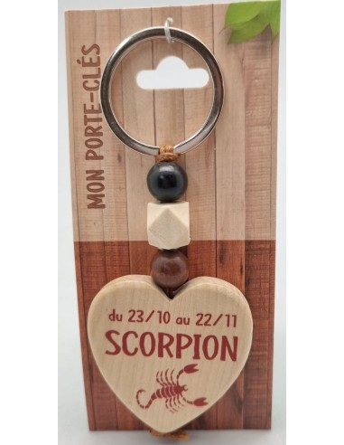 Porte-clés coeur bois "Scorpion"