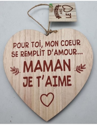 Coeur déco bois "Maman je t'aime"