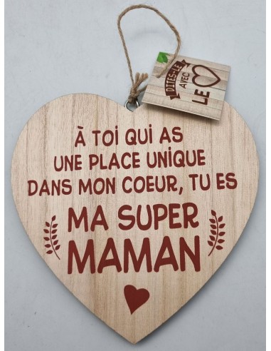 Coeur déco bois "Ma super Maman"