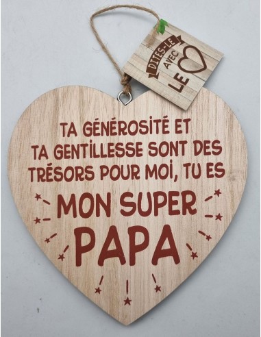 Coeur déco bois "Mon Super Papa"