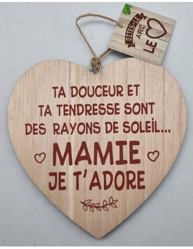 Coeur déco bois "Mamie je t'adore"