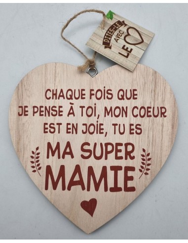 Coeur déco bois "Ma super Mamie"