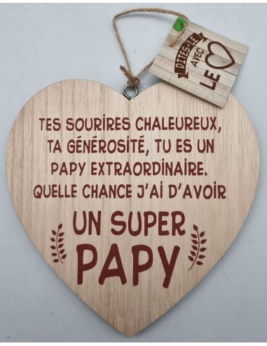 Coeur déco bois "Mon Super Papy"