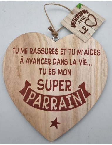 Coeur déco bois "Mon super Parrain"