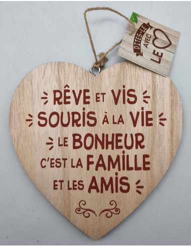 Coeur déco bois "Rêve et vis..."