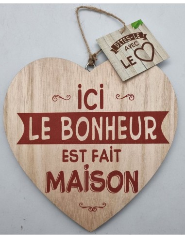 Coeur déco bois "Bonheur fait Maison"