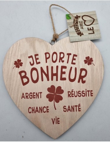 Coeur déco bois "Porte Bonheur"