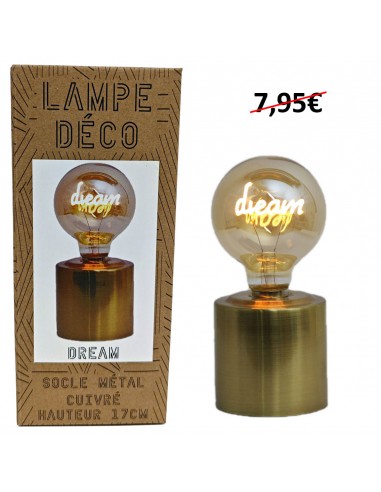 Lampe pied cuivre globe "Dream"