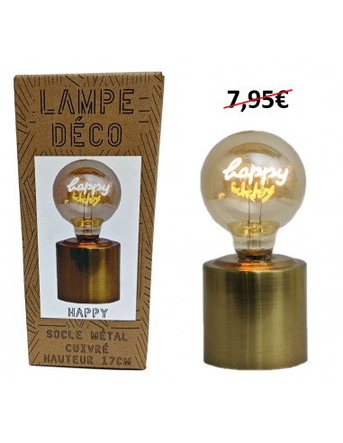 Lampe pied cuivre globe "Happy"