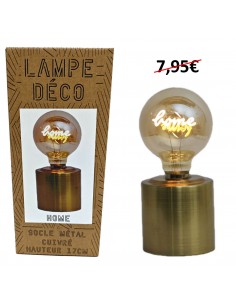 Lampe pied cuivre globe "Home"