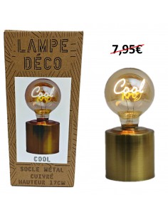 Lampe pied cuivre globe "Cool"