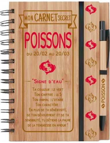 Bloc-note Bambou + stylo POISSONS